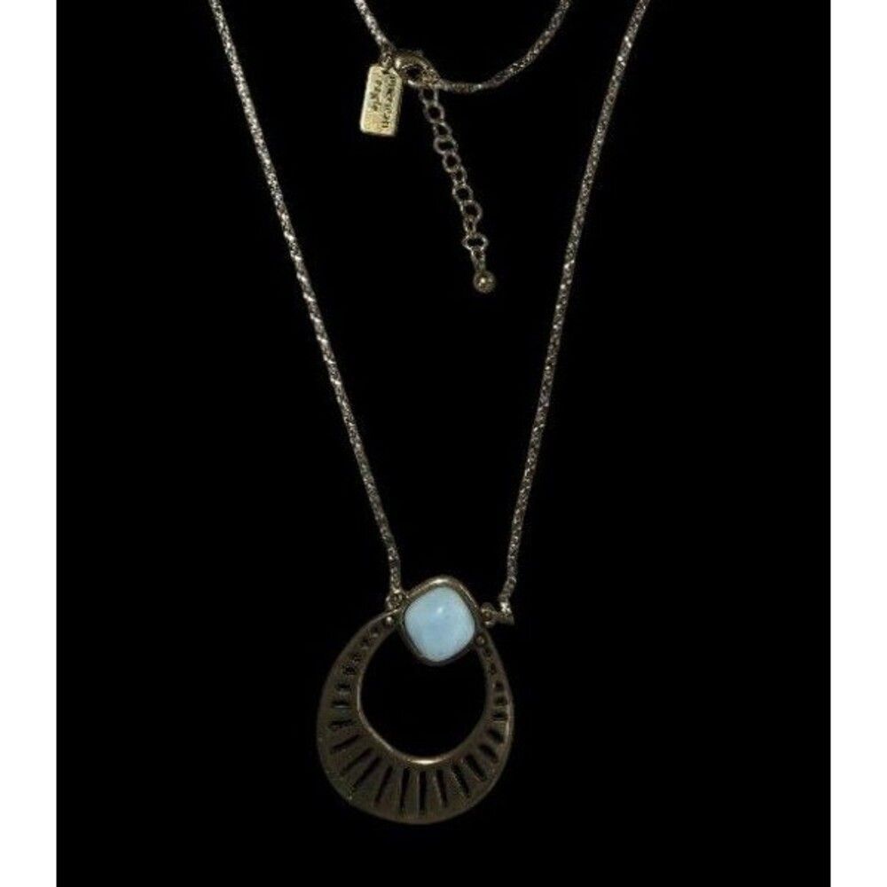 American Eagle long pendant necklace boho gold tone womens jewelry  moon goddess